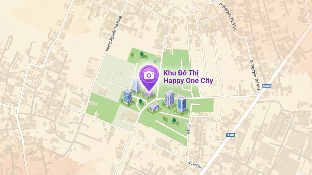 Bản đồ vị trí dự án Happy One City (Happy One Hóc Môn) kết nối trung tâm TP.HCM