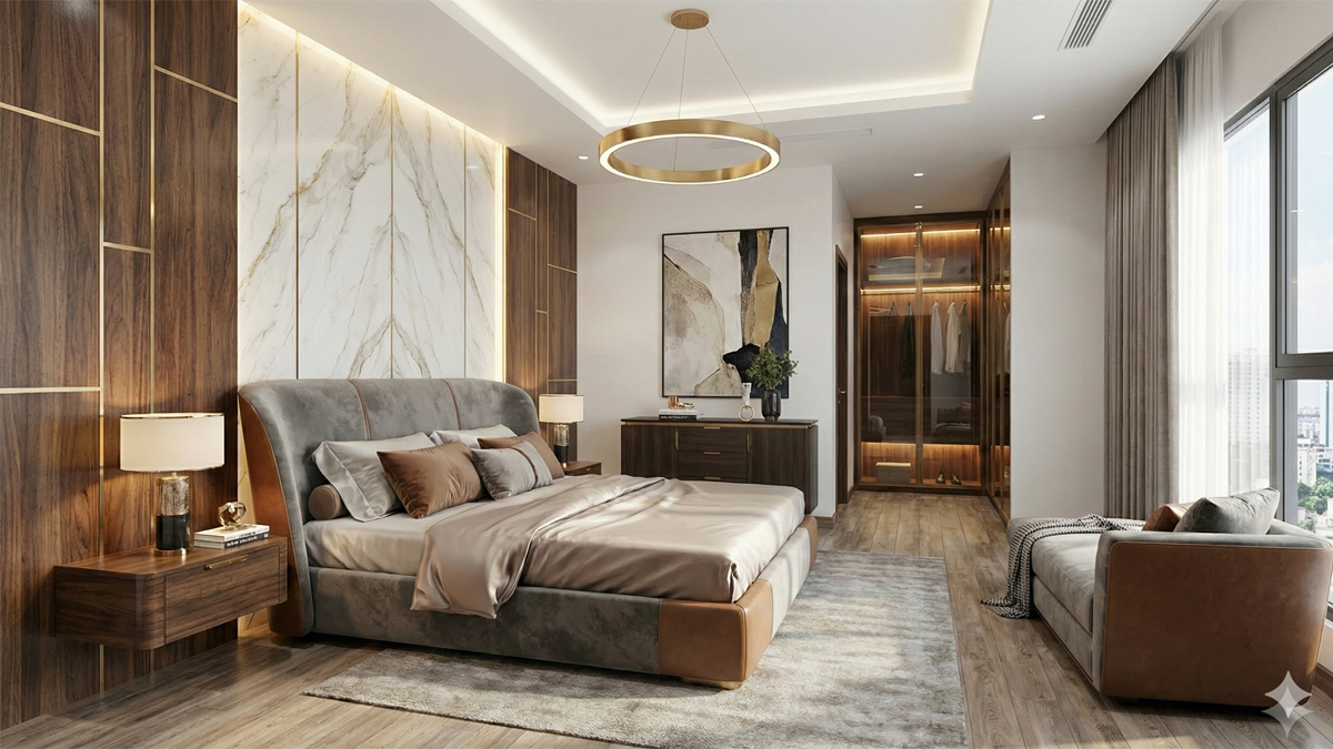 Thiết kế phòng ngủ căn hộ Happy One Hóc Môn