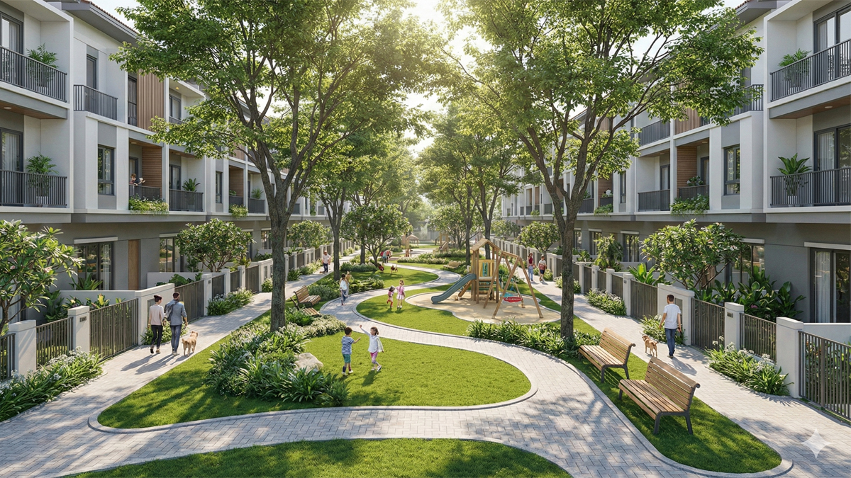 Công viên cây xanh khu thấp tầng dự án Happy One City