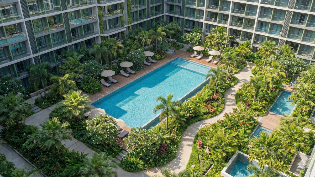 Hồ bơi khu nhà cao tầng Khu phức hợp Happy One City