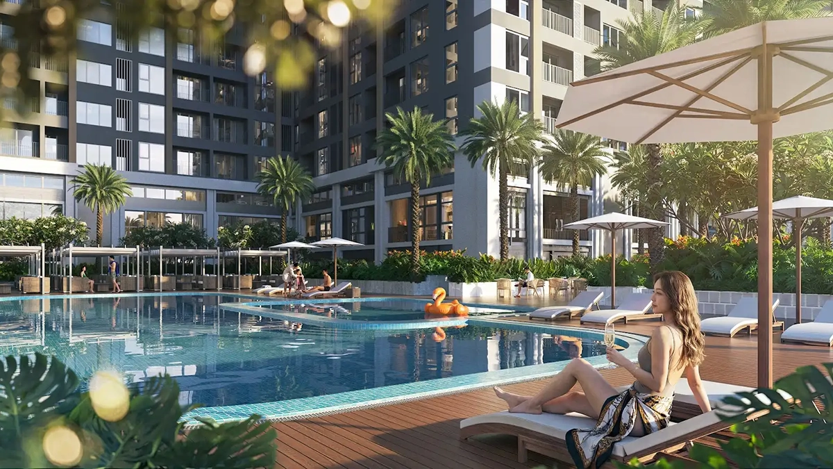 Tiện ích bể bơi bốn mùa phong cách resort tại chung cư The Flame Vine Hinode – Đặc quyền cư dân WTO.